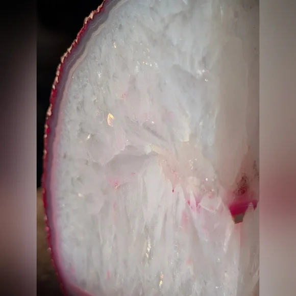 Brazilian Geode Pink White Quartz Agate Polished Bookends Set Dyed Stone Decor - Picture 5 of 11